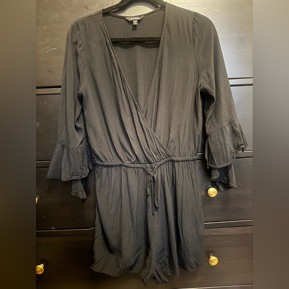 Express Black Long Sleeve Romper